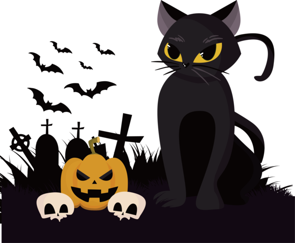 Bat Cat Black Cat Snout for Halloween - 3507x2879