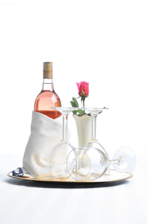 Transparent Champagne Wine Tray Flower Glass Bottle for New Year