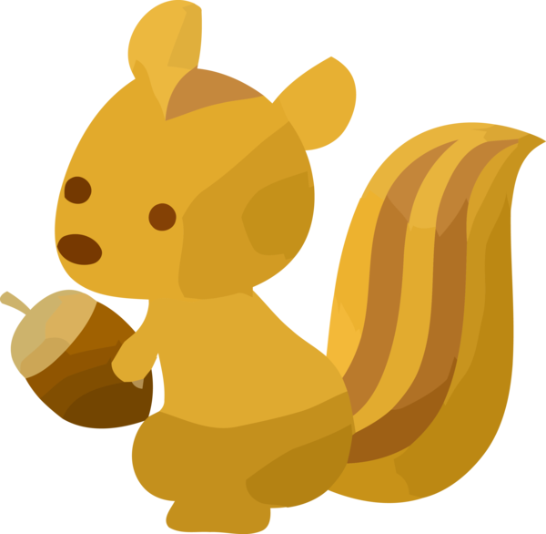Transparent Thanksgiving Squirrel Cartoon Yellow for Acorns for Thanksgiving