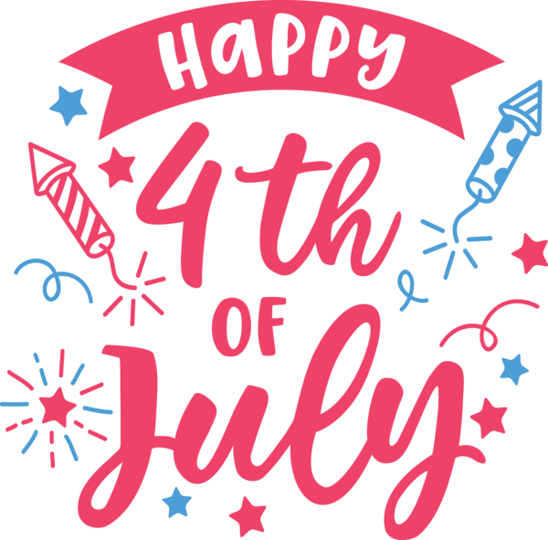 Transparent US Independence Day Text Font Pink for 4th Of July for Us Independence Day
