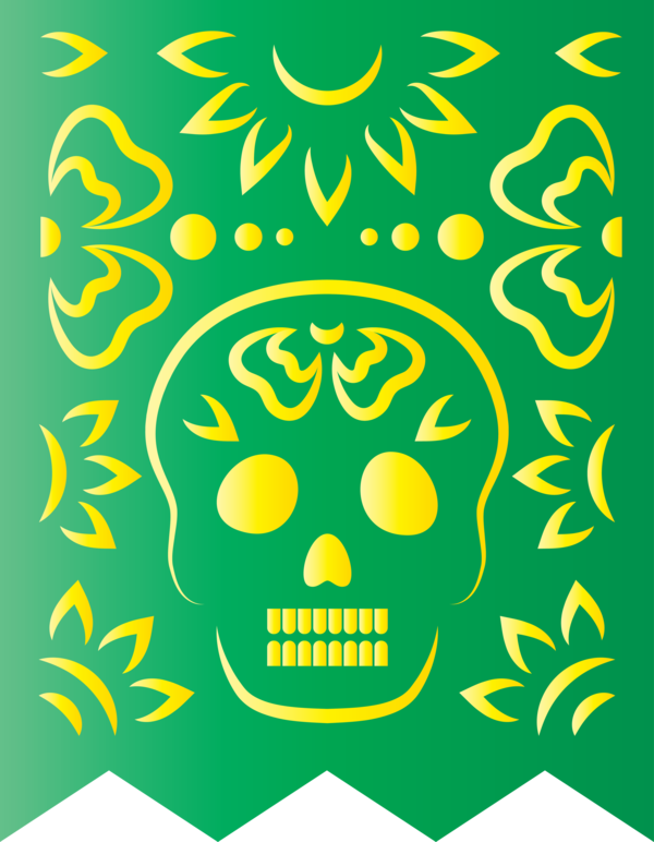 Transparent Day of the Dead Leaf Text Green for Mexican Bunting for Day Of The Dead