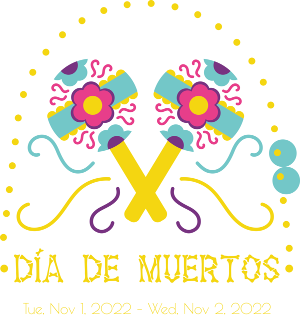 Transparent Day of the Dead Text Design for Día de Muertos for Day Of The Dead