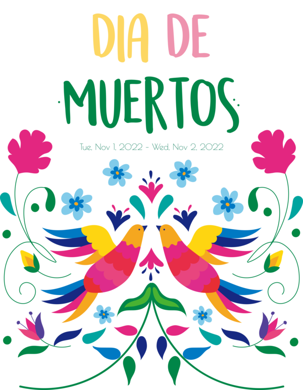 Transparent Day of the Dead Design Vector Wallpaper with Birds for Día de Muertos for Day Of The Dead